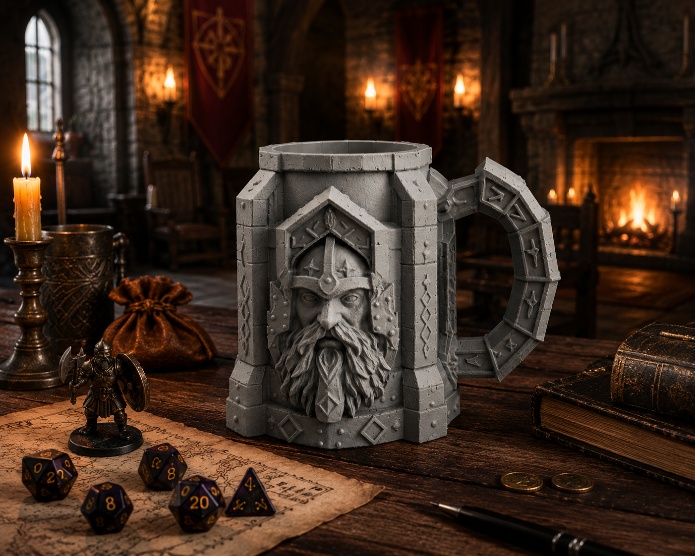 Dwarven Mug – close-up of runic engravings and dwarven craftsmanship detail
